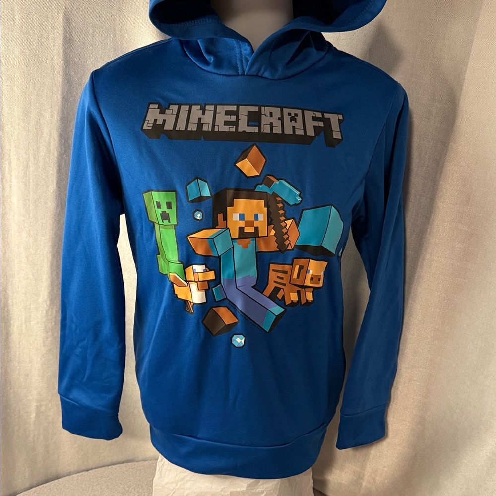 Minecraft Kids Blue Hoodie Size L (10/12) NWOT